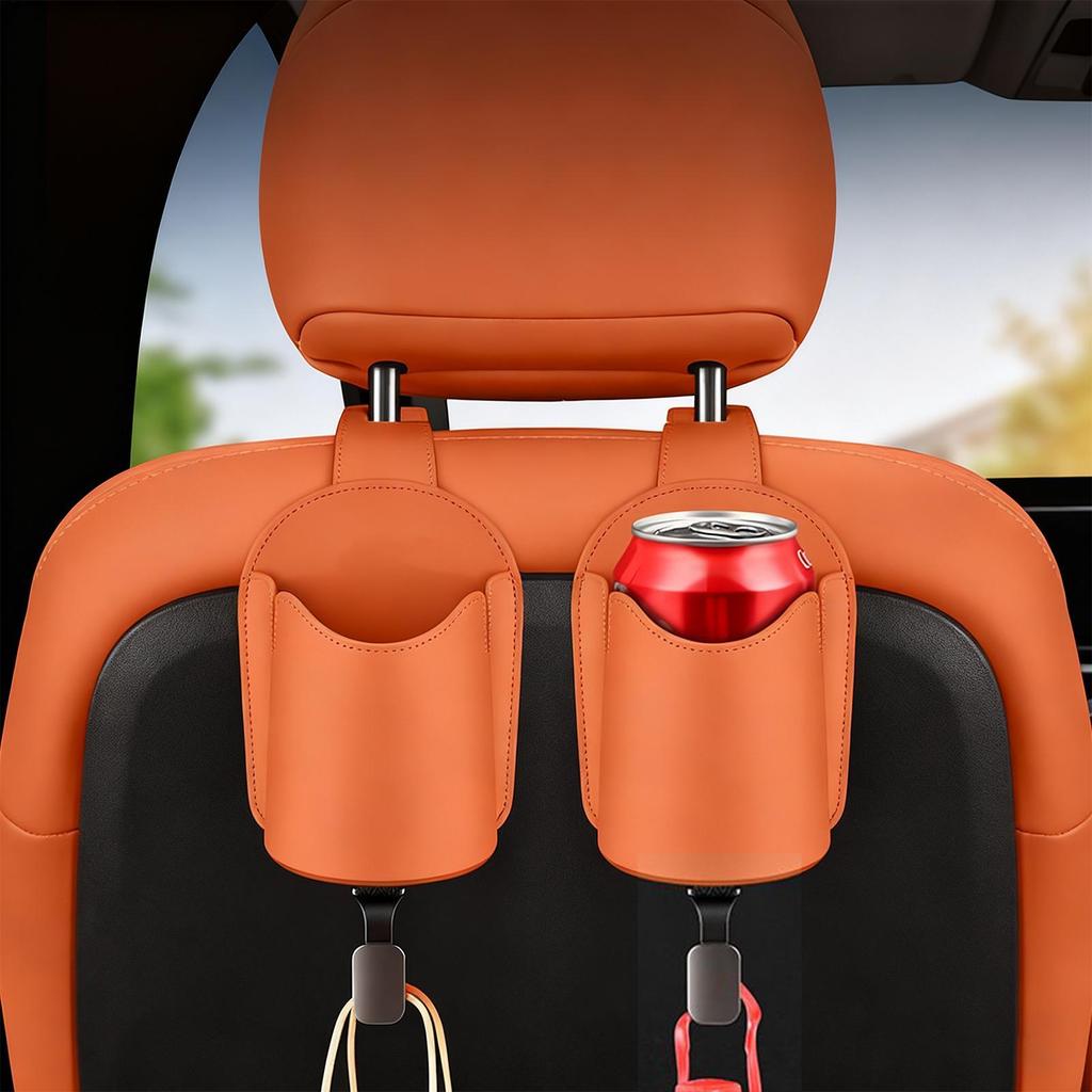 Multifunctional Back Seat Cup Holder, Car Headrest Hook Storage for Travel Truck Interior Cell Phones Keys Organizer Supplies