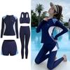Women's Split Swimsuit Set: Long Sleeve & Pants, Warm, Quick-Dry, Sun Protection, Plus Size, Ideal for Diving, Surfing & Snorkeling.