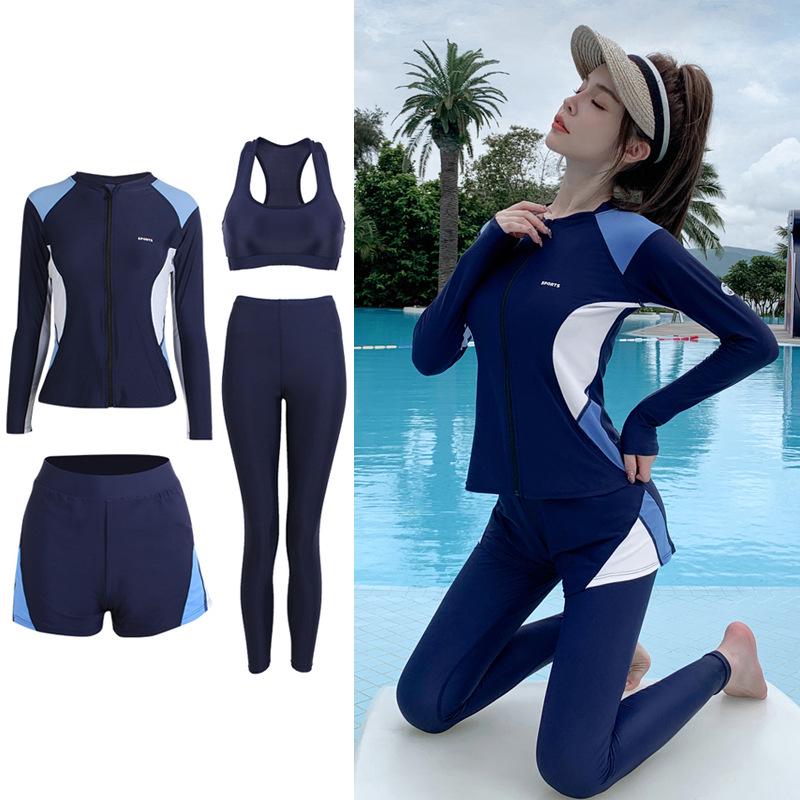 Women's Split Swimsuit Set: Long Sleeve & Pants, Warm, Quick-Dry, Sun Protection, Plus Size, Ideal for Diving, Surfing & Snorkeling.