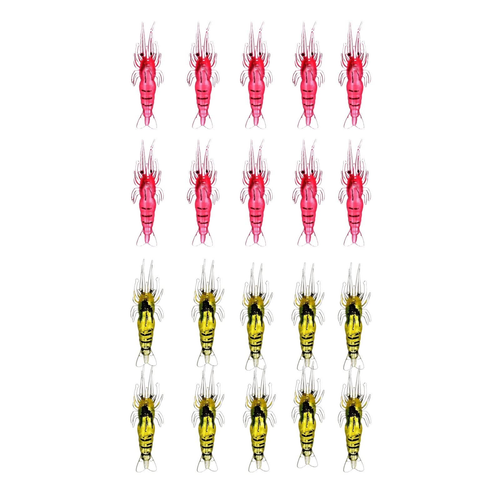 Shrimp Worm Fishing Worm Fishing Lure Soft Worm Artificial Bait Shrimp Worm 2 Colors 20 Piece Set Color (APOSITV) (2 Set)