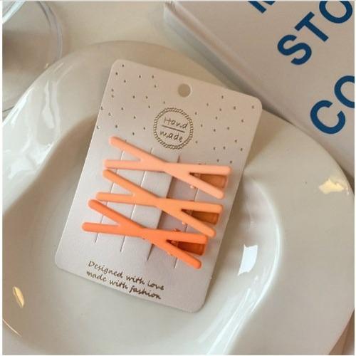 Gradient Color Cross Seamless Bangs Side Clip Sweet Girls Sweet Hairpin Broken Hair Clip Edge Clip Candy Color Headwear