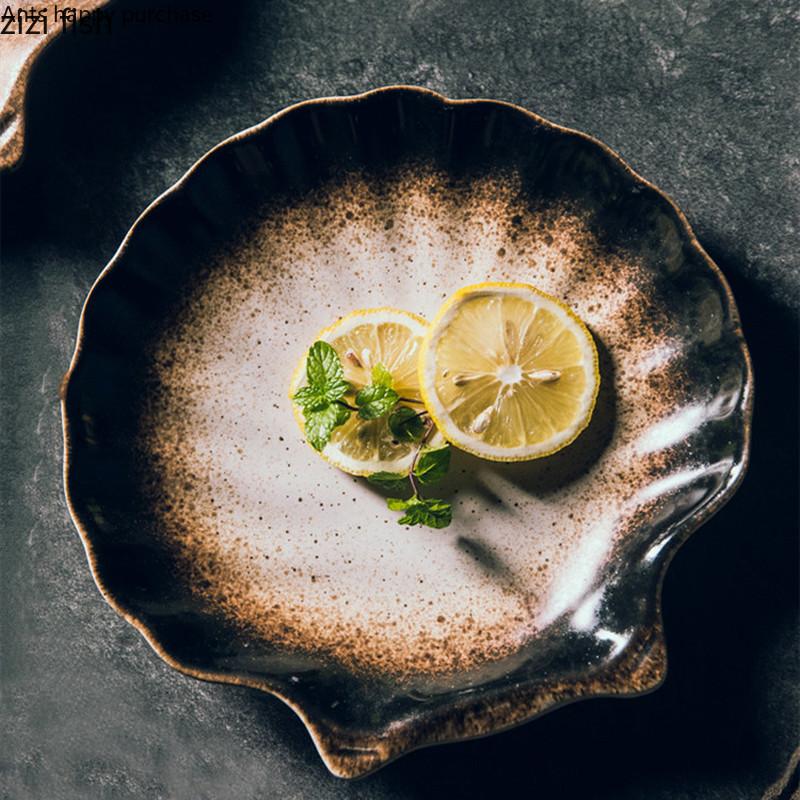 Shell Ceramics Dinner Plate Sushi Plates Fruit Bowl Dessert Plate Dim Sum Dish Salad Bowl Sashime Plates Decorative Bowls Tray