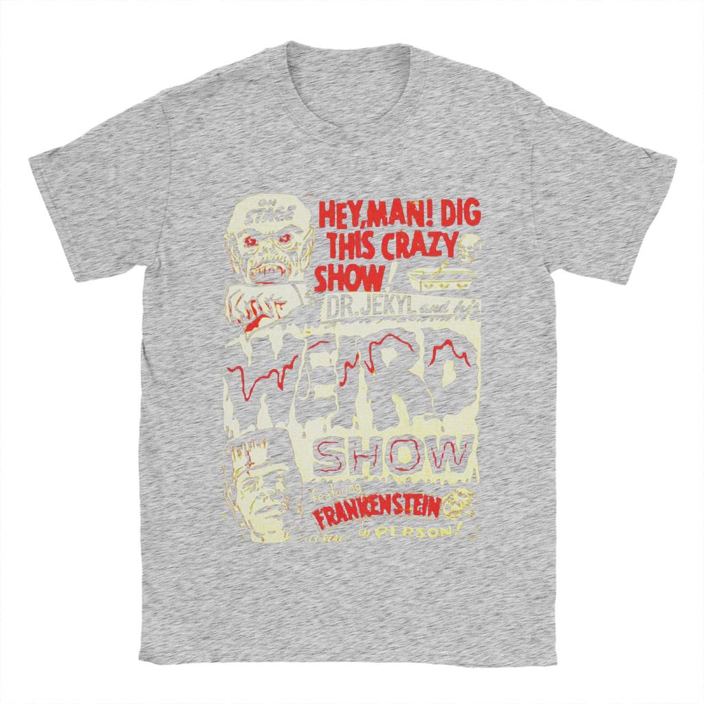 Vintage Dr. Jekyl und seine seltsame Show mit Frankenstein Horror Vintage T-Shirt Herren Baumwolle Rundhals Sommer Tops Shirts