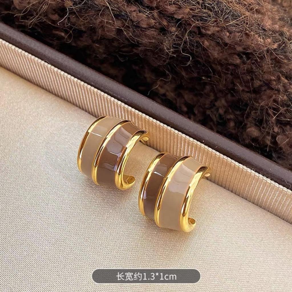 C-shaped Irregular Drip Glaze Earrings For Women, Design, High-end Stud Earrings With A Of Luxury.