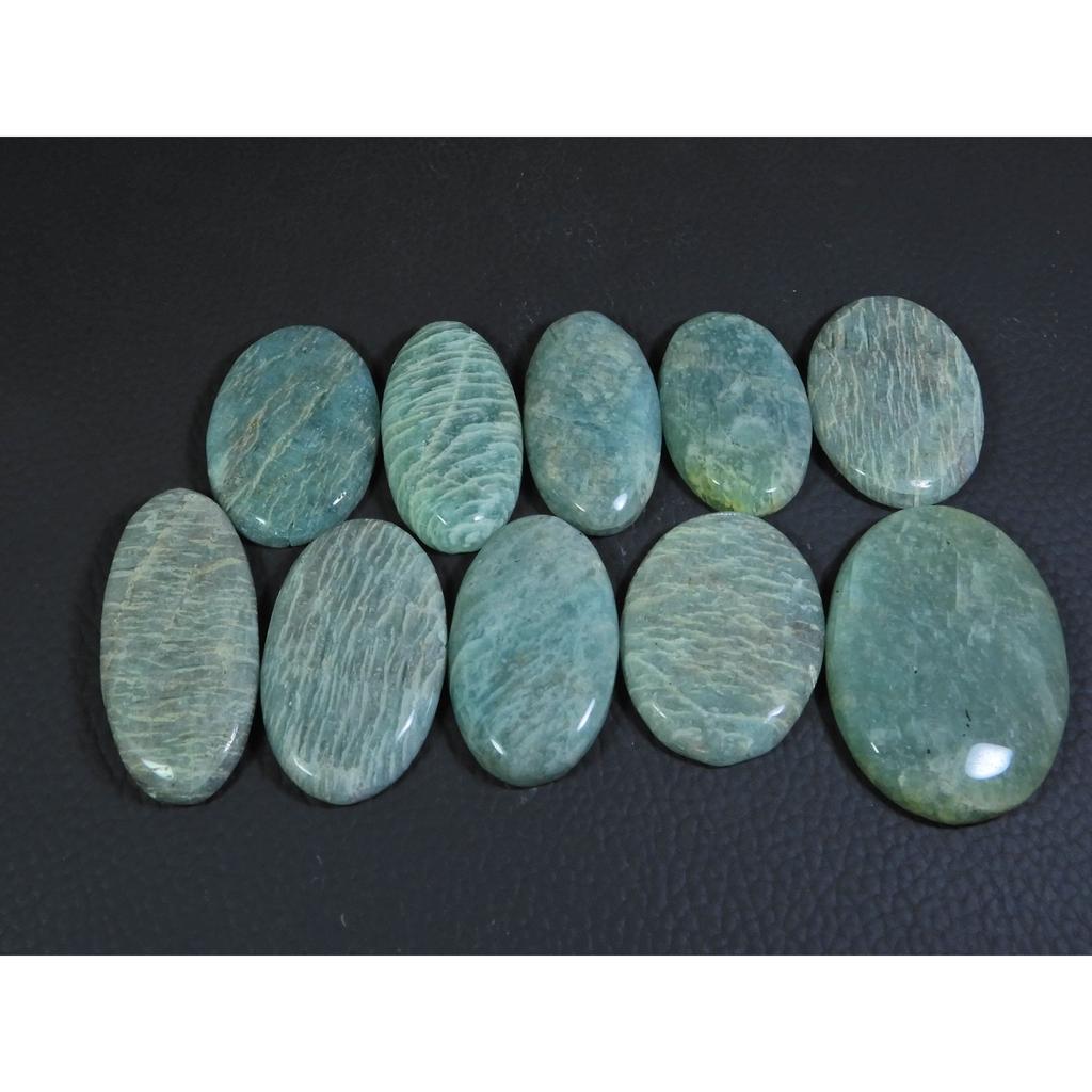 346Cts. Natural Amazonite Oval Shape Cabochon Loose Gemstone 10 Pcs Lot C-346