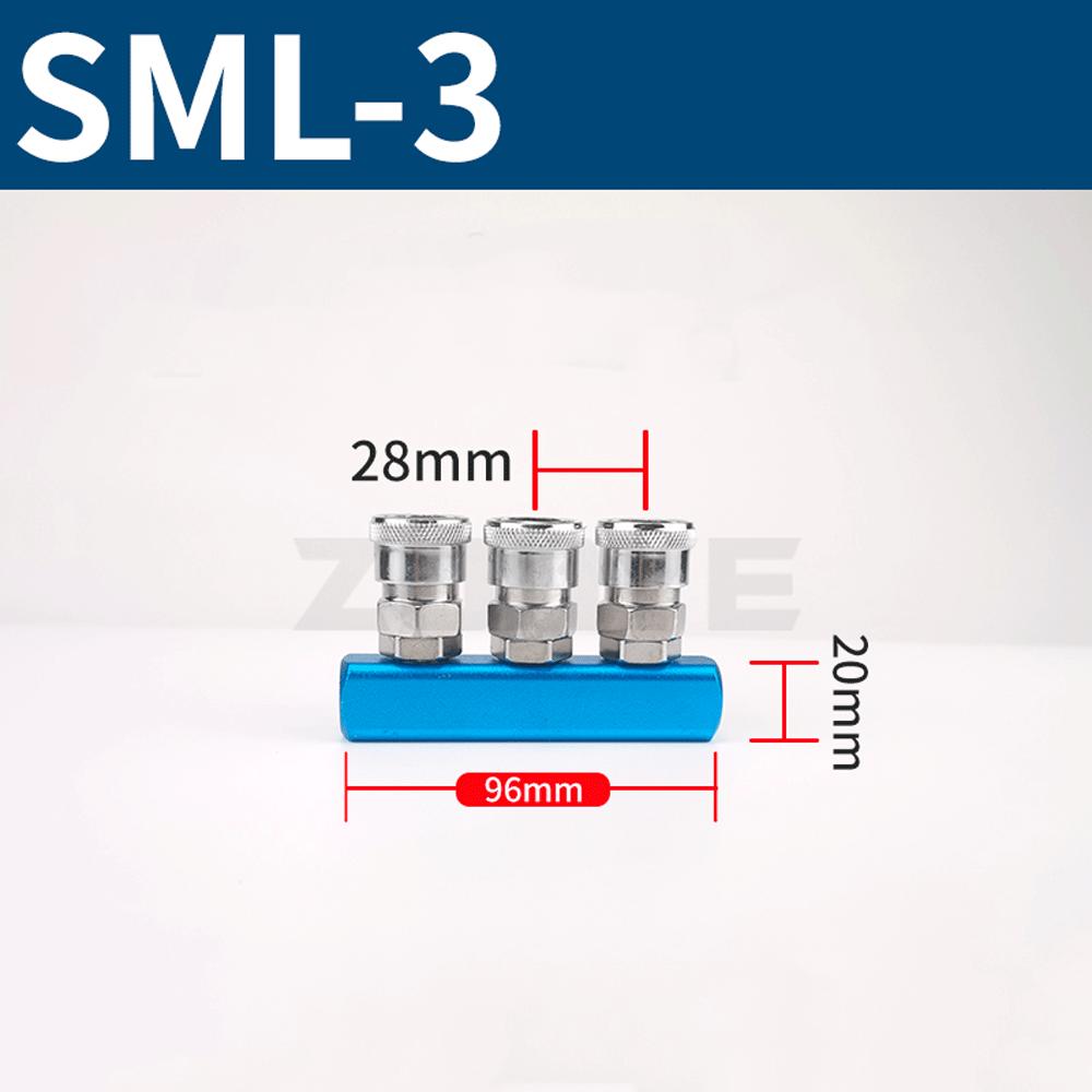 20x20mm WxH With SML Fittings 1/4" BSP Female 2 Rows X 2 3 4 5 6 8 Ways Solid Aluminum Pneumatic Air Manifold Block Splitter