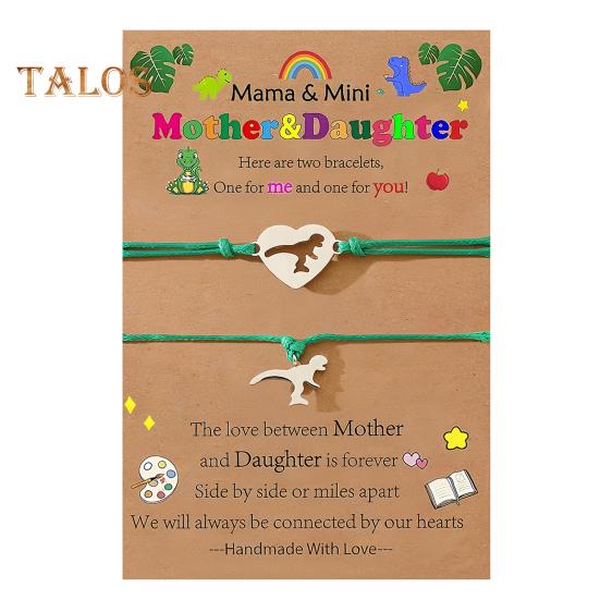 

Браслет на День матери с элементом динозавра, подвески в виде сердца ручной работы, регулируемый размер, женский браслет, значимый подарок D