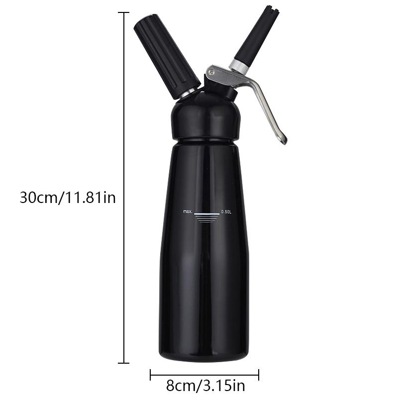 1 Adet 500ML Alüminyum Krem Köpürtücü Çırpma Şarj Cihazı 3 Nozullu Köpük Çırpılmış Krem Dağıtıcı Kek Yapımı Dekorasyon Aracı