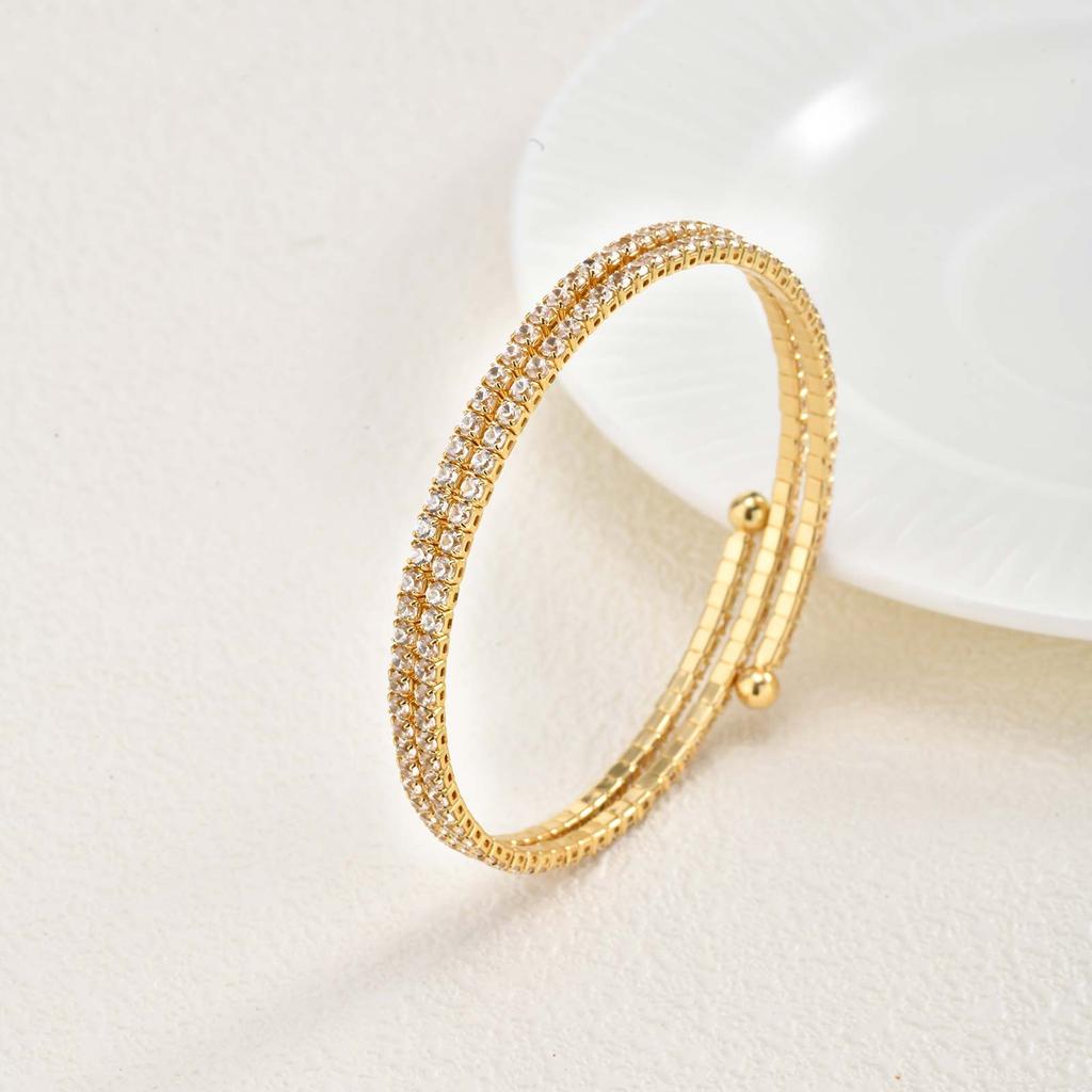 Exquisite Knotted Zircon Double-layer Cuff Bracelet,Geometric Square Zircon Open Bracelets for Women,Gold Plated Charm Jewelry