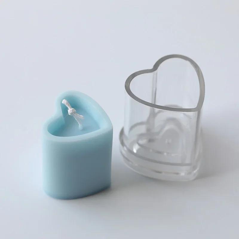 DIY Love Heart Candle Silicone Mold Acrylic Heart Shape Aromatic Soap Resin Gypsum Mould Holiday Gifts Craft Supplies Home Decor