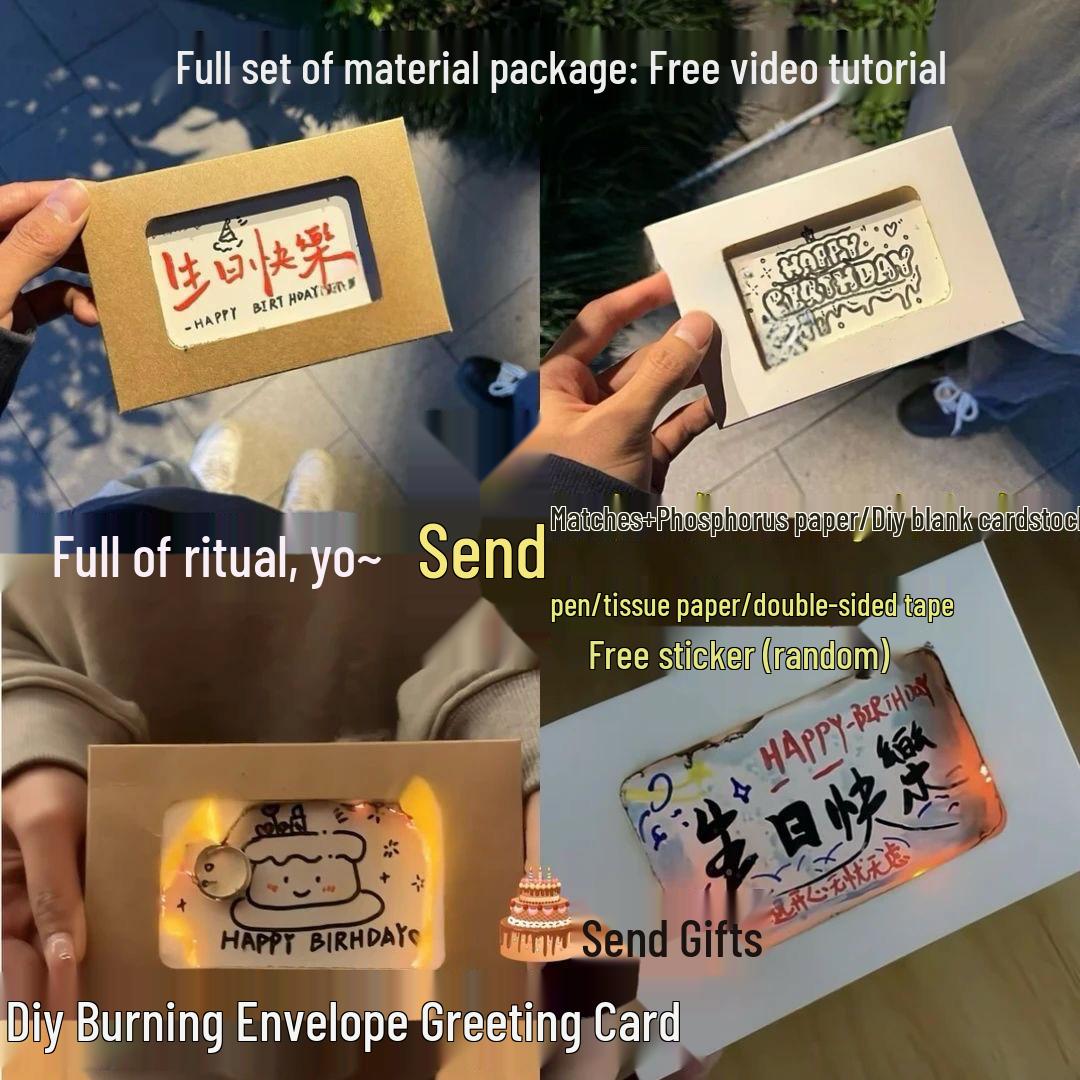 

Пламенная поздравительная открытка: Открытка ручной работы со спичками и горящим огнем с высококачественным конвертом