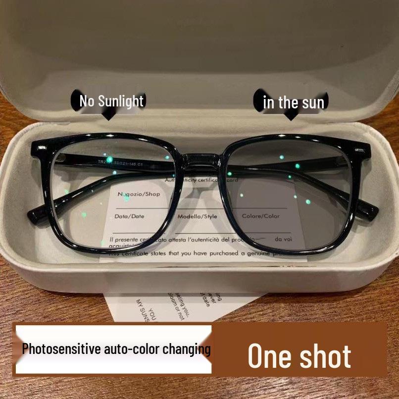 Retro Square Frame Color-Changing Glasses - Anti-Blue Light, Myopia-Friendly for Men and Women