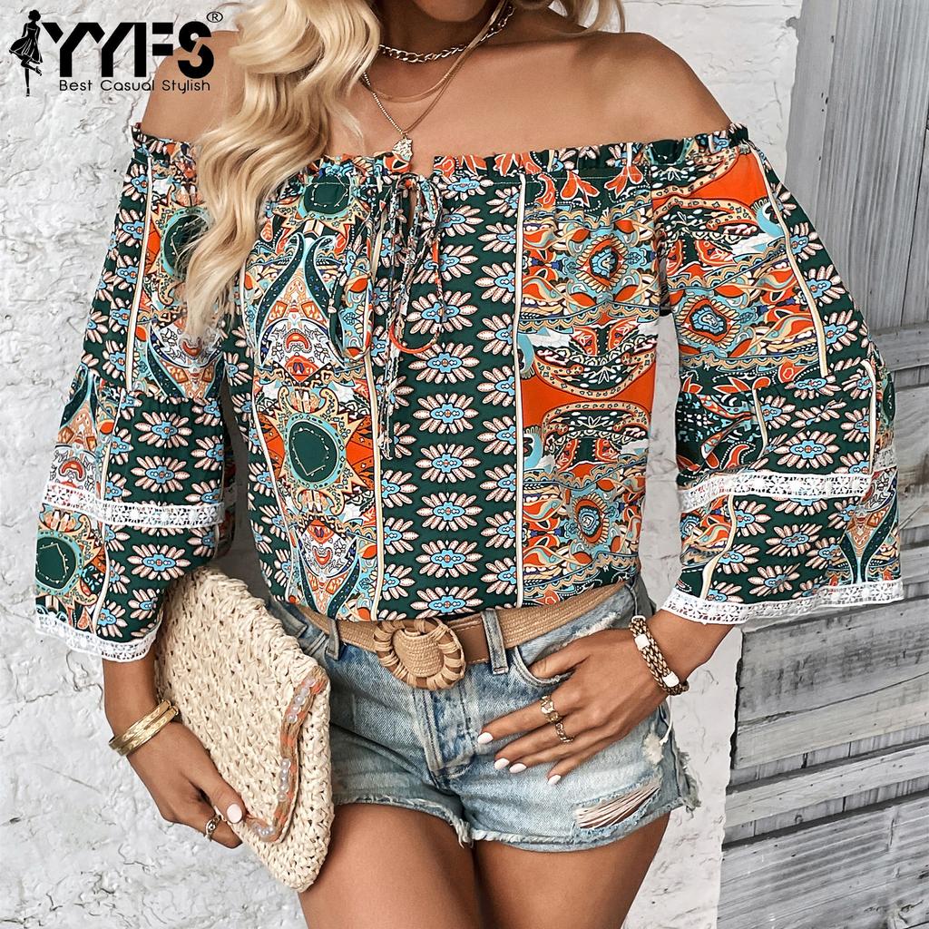 YYFS Mode för kvinnor Bohemia Casual Långärmade Blusar & Skjortor