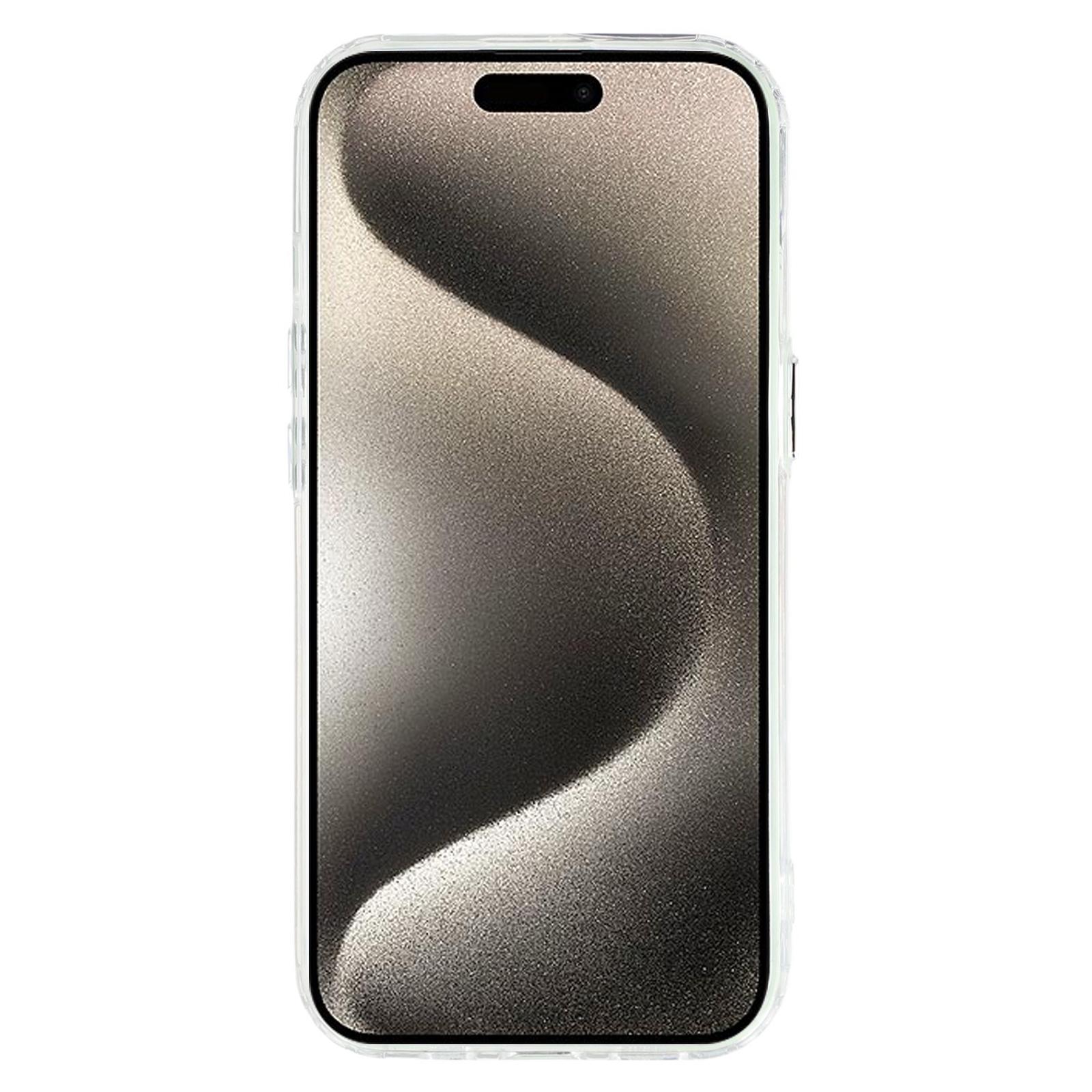 

For iPhone 15 Case Epoxy Design Electroplating Soft TPU Phone Back Cover Large Lens Cutout Type A