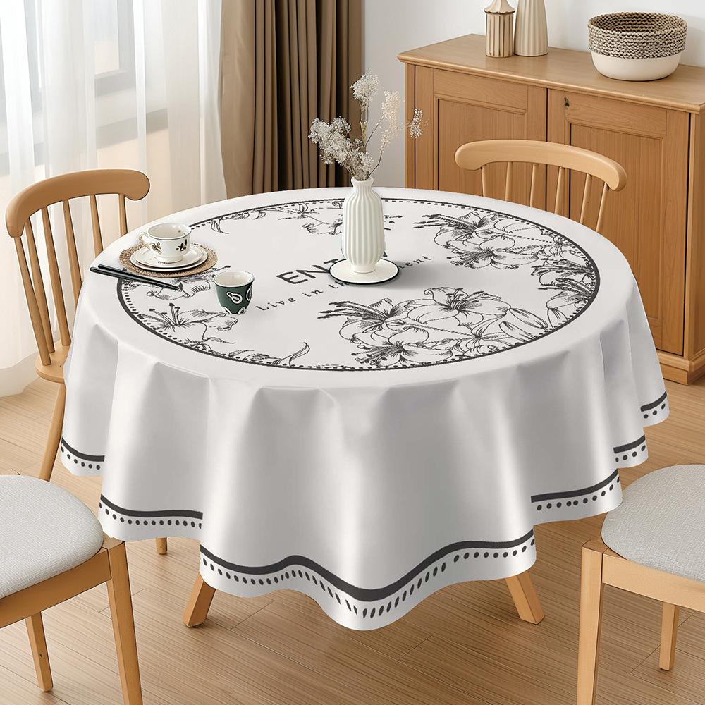 1PC New Simple Style Round Table Cloth Waterproof Oil-proof Anti-scalding Wash-Free PVC Table Cloth Scratch-resistant Durable