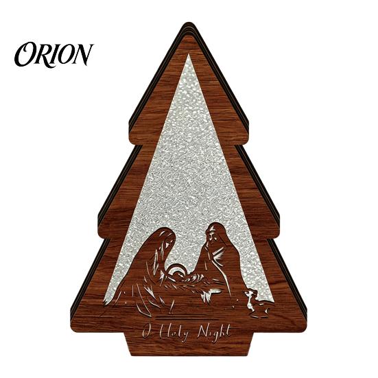 Unique Christmas Gifts 3D Wooden LED Night Light, Hollow Carved Tabletop Decor Seasonal with Warm Glow, Festive Holiday Home And Office Decoration