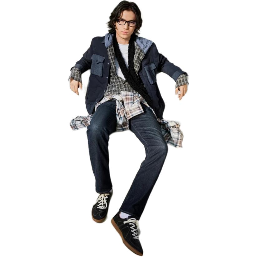 Levis Loose Fashion Lapel Casual Down Jacket Men Jackets Blue Black 002Q1-0001