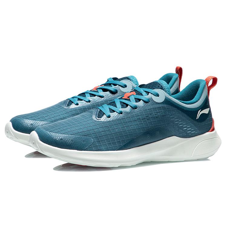 Li Ning Fabric Cushioning Slip Resistant Abrasion Resistant Lightweight Low top Running Shoes Men's Blue ARBR001-3