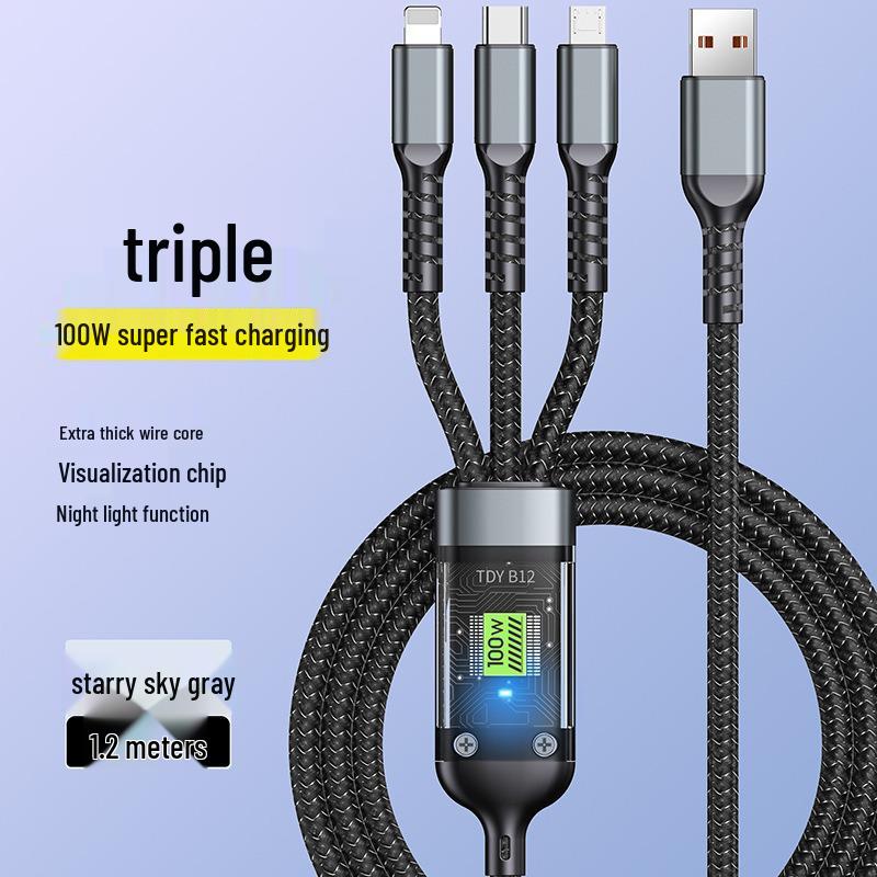 1.2M Fast Charge 100W Transparent Braided Cable with New Interface