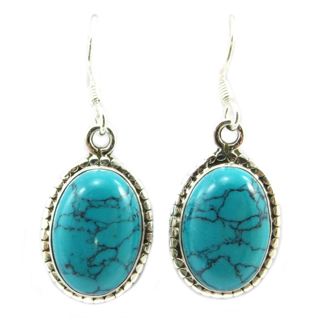 

Les Trésors De Lily [P7087] - Серебряные серьги с бирюзой Heaven - 17x13 мм