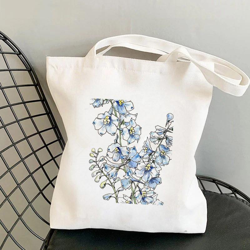 Floral Print Causal Canvas Bag Harajuku Women Shoulder Bags  Female Tote Handbag Large Capacity Shopper Handbag Fashion Handbags