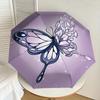 1pc Butterfly Flowers Automatic Folding Umbrella 8 Rib Iron Frame,  Suitable for Travel, Daily Use, Birthday, Women & Men Gift c1231066