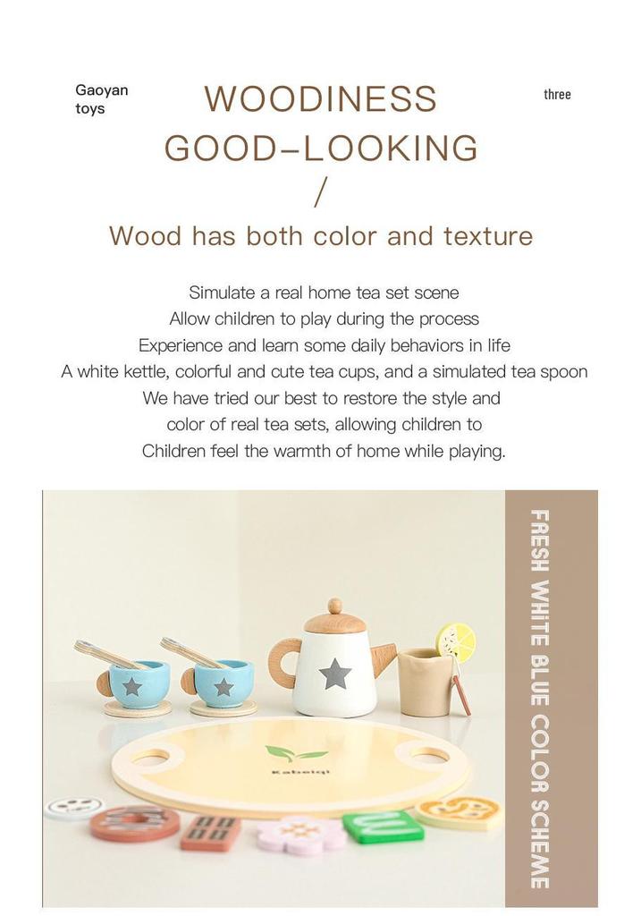 Toddler Wooden Teapot Set for Pretend Afternoon Tea, Ages 3-6