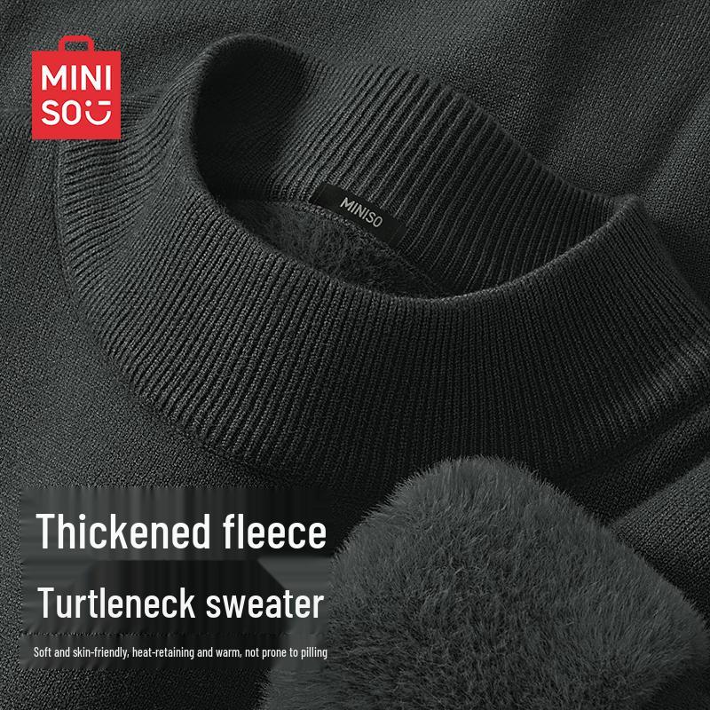 MINISO Men's Thick Warm Mock Neck Sweater