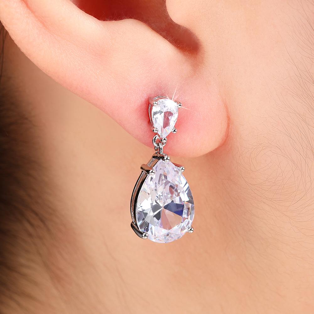 Xiaomi Huitan Wedding Trend Eternity Earrings with Water Drop Cubic Zirconia for Women Aesthetic Dangle Earrings Timeless Style Jewelry