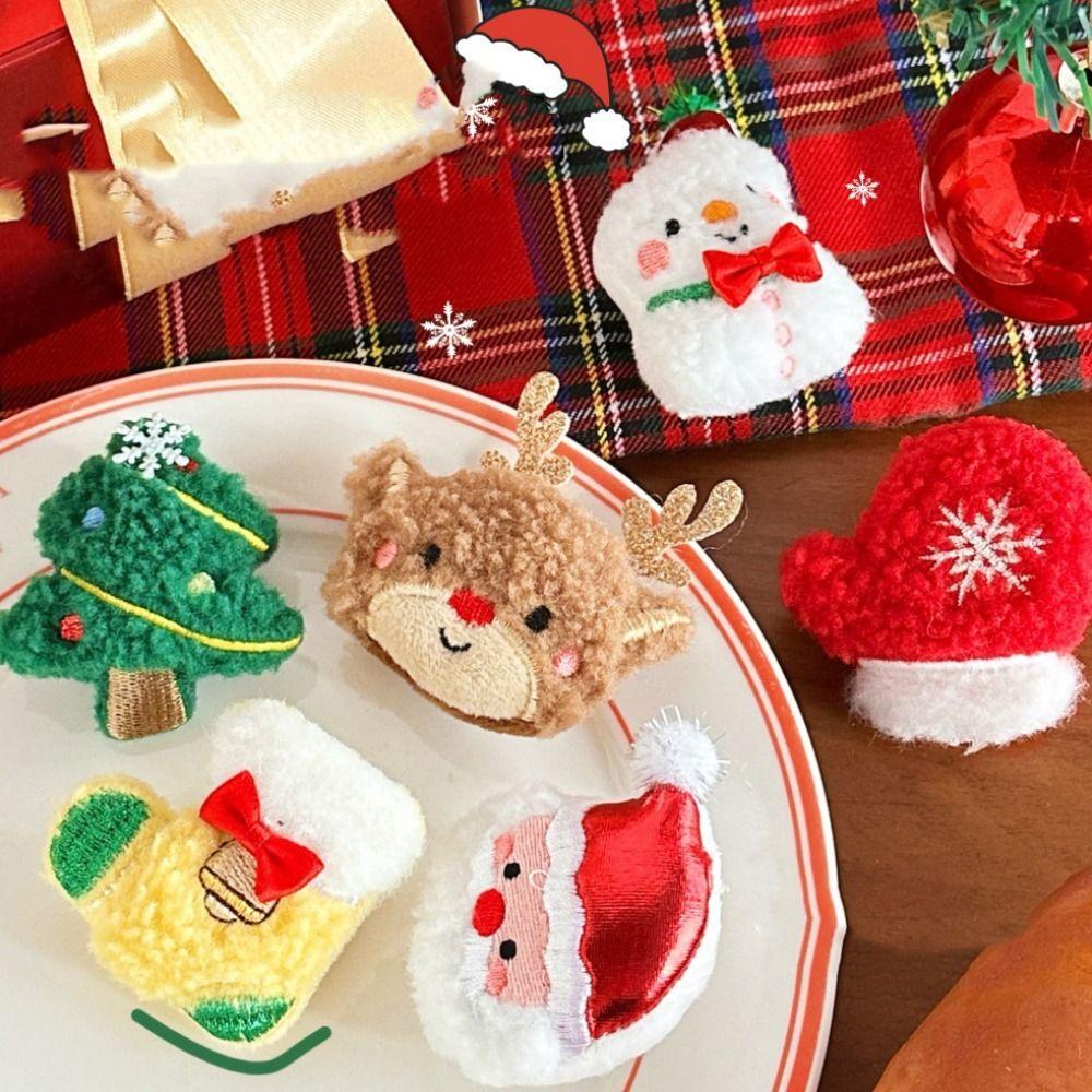 Tree Christmas Plush Brooch Snowman Snowman Plush Pin Handmade Santa Tree Brooch  Christmas Gifts