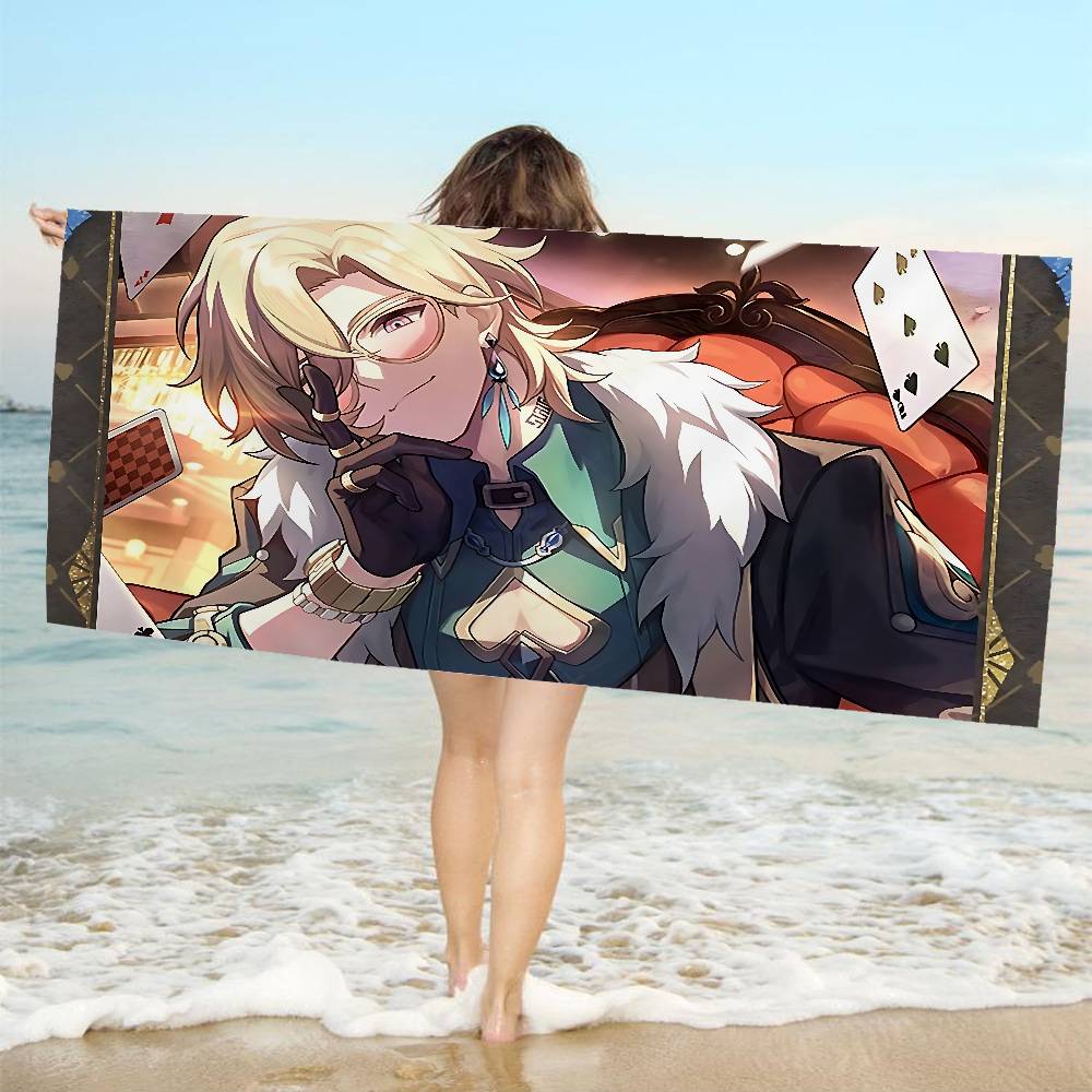 Game Honkai Star Rail aventurine Bath Towel Microfiber Soft Water Absorbing Breathable For Girl Kids Cartoon Beach Towel