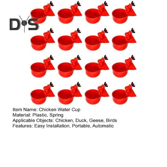 16 Pcs Automatic Chicken Water Cup Plastic Chicken Watering System Poultry Water Feeder Cup for Chicken Duck Goose Turkey