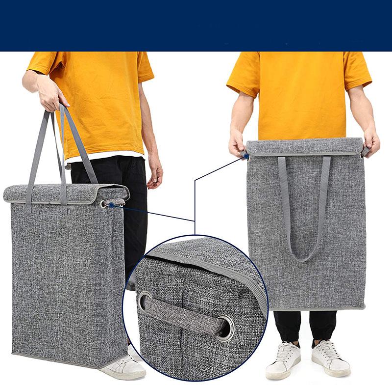 Double-Layer Narrow Strip Laundry Basket with Lid and Handle