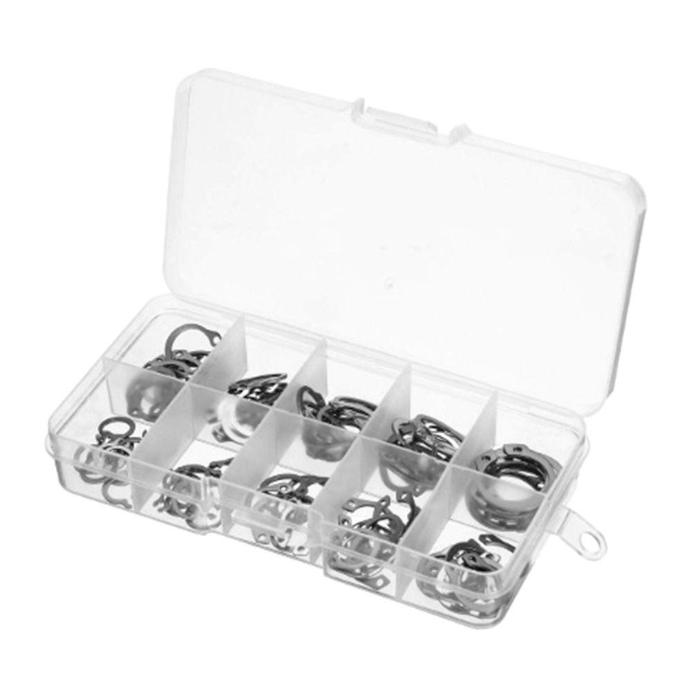 100PCS Durable Holes Shaft Stainless Steel Lock Snap Ring Collar Washer E-type Cir Clip Circlip Set
