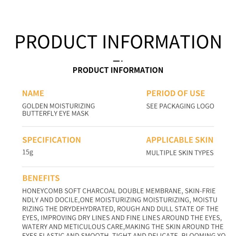 Golden Butterfly Eye Mask SADOER Eye Mask 15g Moisturizing Tablets