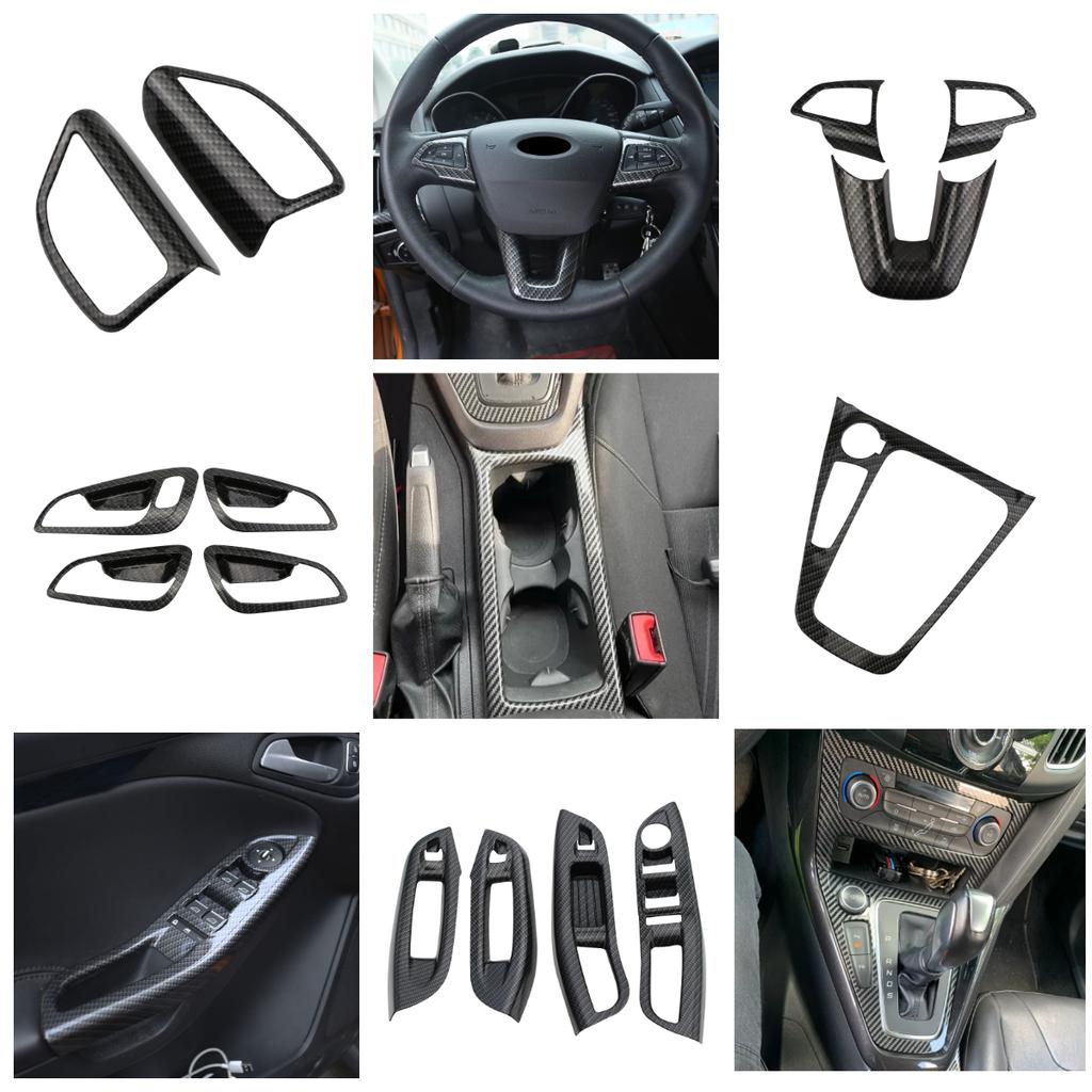 Car Interior Accessories for Ford Focus 3 MK3 2015-2018 LHD Steering Wheel Sticker Gear Shift Panel Cover Interior Modification