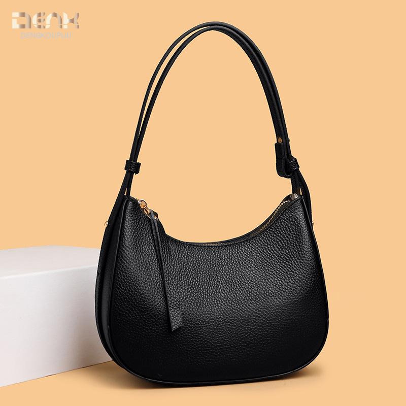 Genuine Leather Women's Bag Trendy Fashionable and High-end Underarm Bag Cowhide Single-shoulder Crossbody Bag