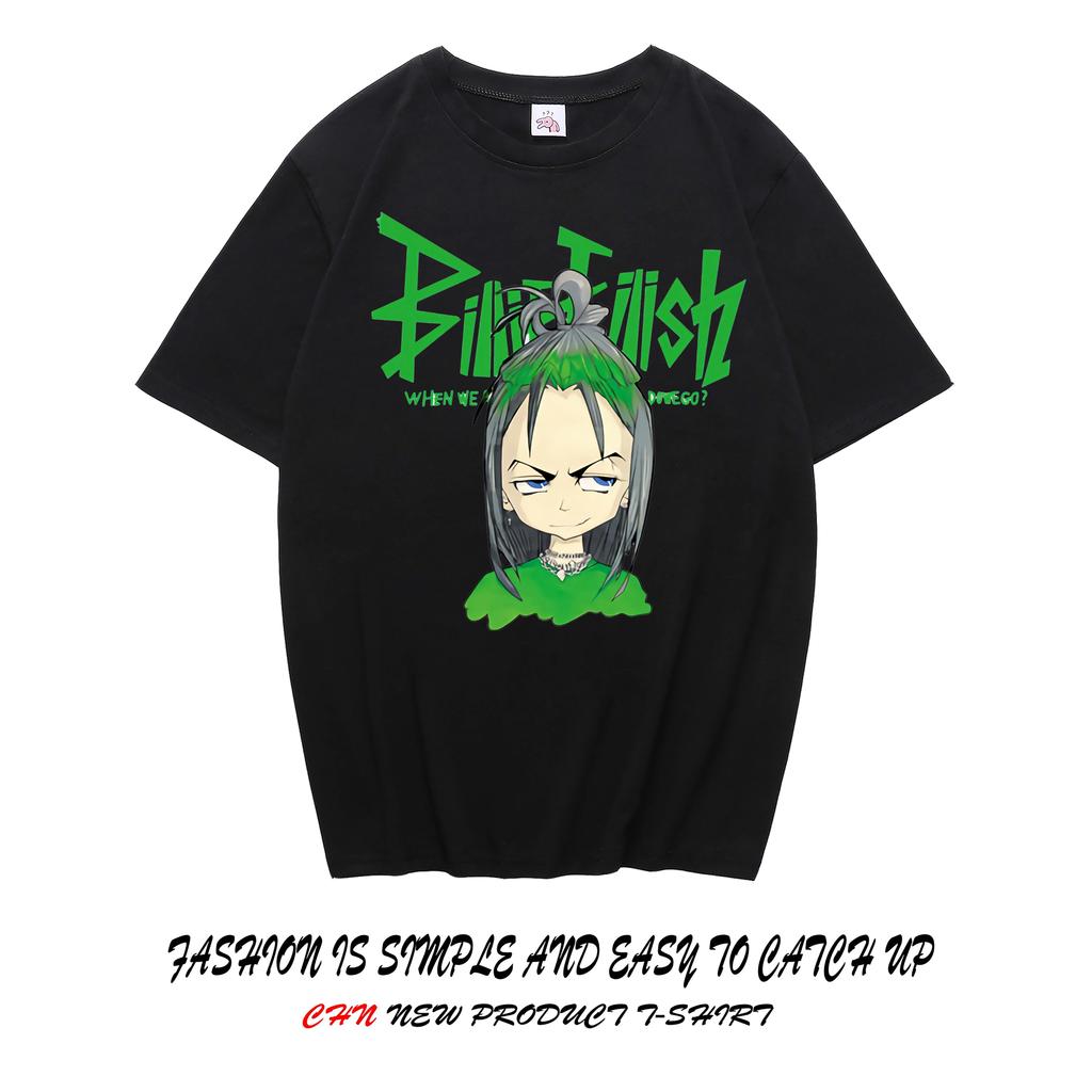 Billie Eilish Çevre Birimleri Grafik Baskılı Kısa Kollu Gömlek Erkek Kadın Bol Günlük Üstler Oversize Pamuklu Sokak Giyimi Y2K Tarzı Tişört