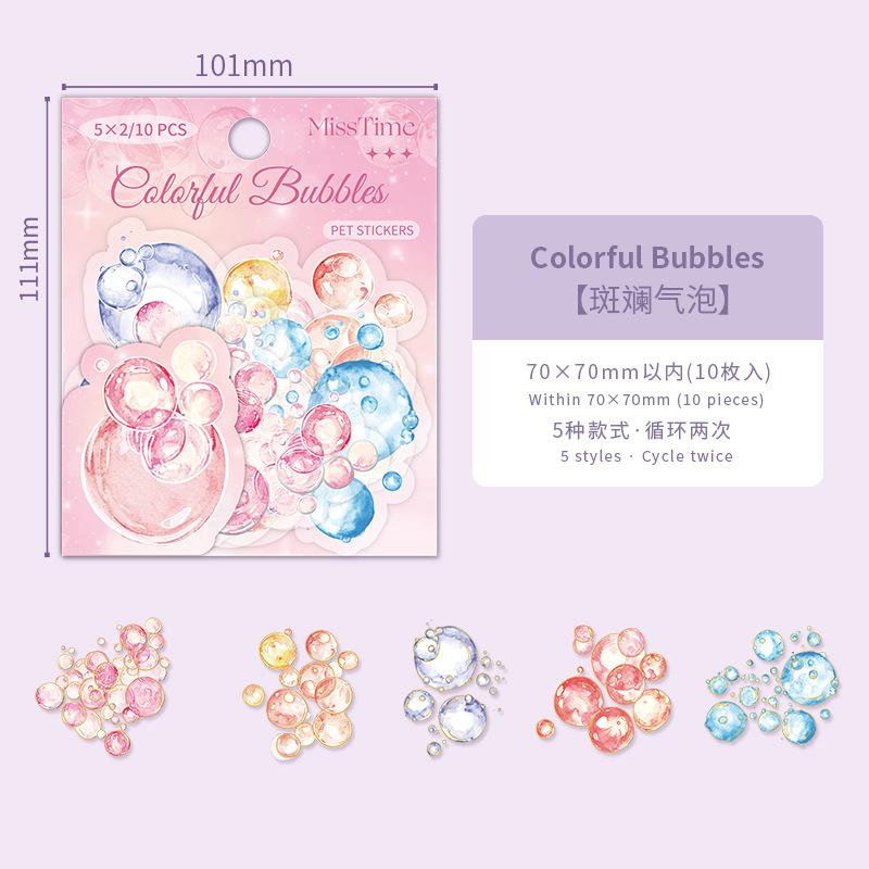 10pcs/lot Kawaii Stationery Stickers flowing light and overflowing colour Junk journaling stickers Scrapbooking Supplies