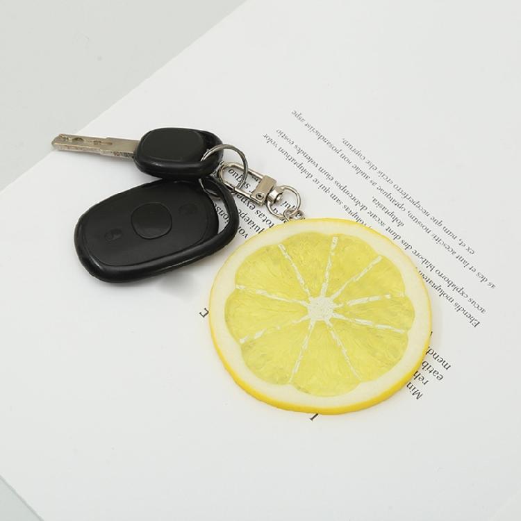 Lemon Shaped Key Charm Fruit Shape Keyring Simulation Fruit Keychain Accessory