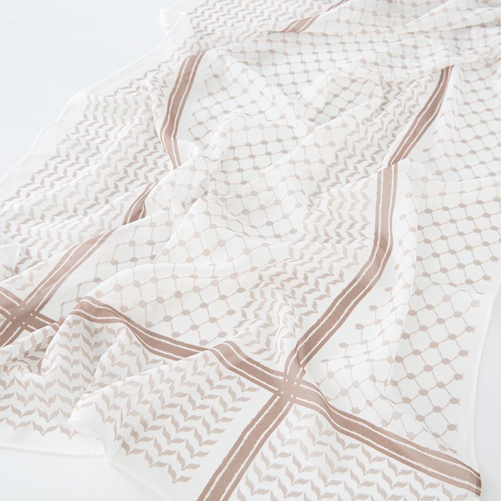 Popular Scarf Keffiyeh Print Muslim Ladies Chiffon Hijab Keffiyeh Fashion Ladies Soft Headwraps Geometric Arab Women Shawl