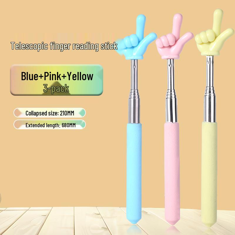 Retractable Teaching Pointer - Classroom Finger Pointer for Reading and Recognition