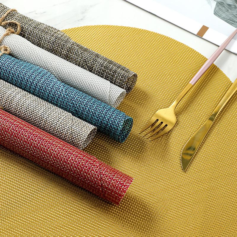 Kitchen Insulation Non-slip Mat Decorative Coaster 11cm Round PVC Placemat Teslin Hotel Western Mat