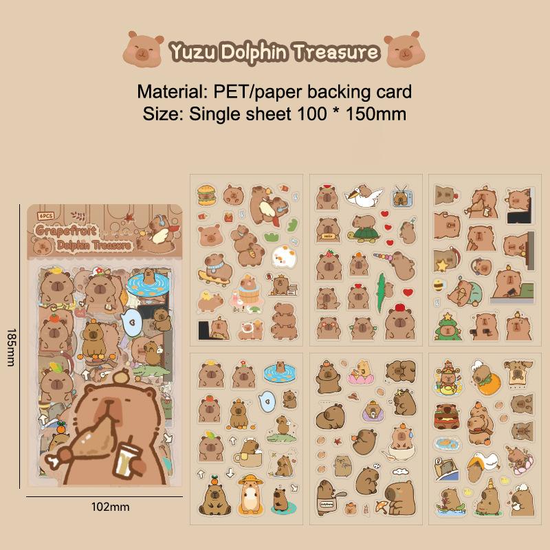 

6Pcs Pack Capybara Stickers Pet Waterproof Decals Children S Stickers Scrapbooking Supplies Cute Stickers Diary Decorations A3