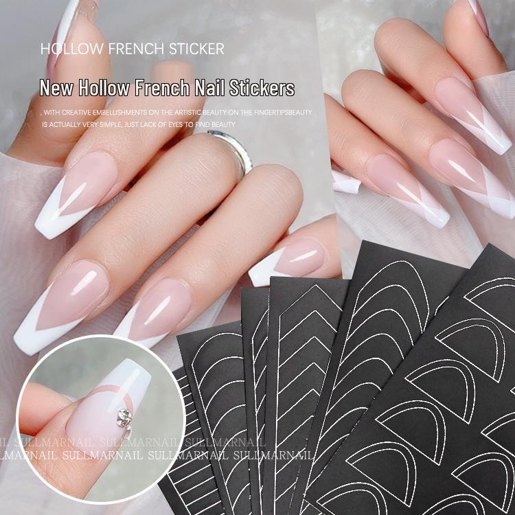 

Hollow French V-Shape Dual-Use Nail Art Stickers with Flat Arc Design