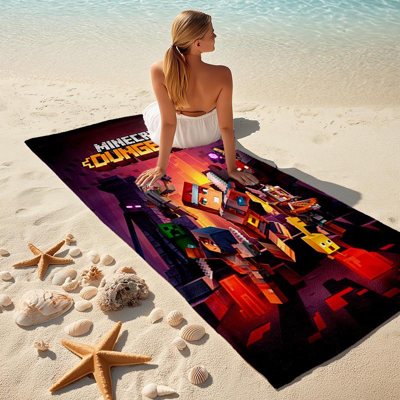 Classic Entertainment Sandbox Xbox Games Minecraft  soft beach towel outdoor camping vacation swinging beach scarf decorative blanket B7