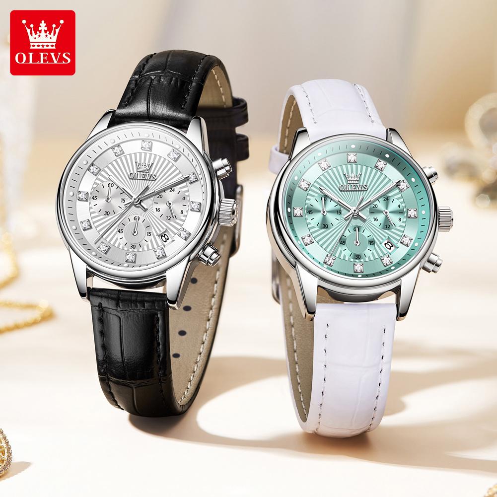 OLEVS Womens Watch Fashion Brand Waterproof Luminous Multifunctional Chronograph Quartz Watch Date Ladies Watches