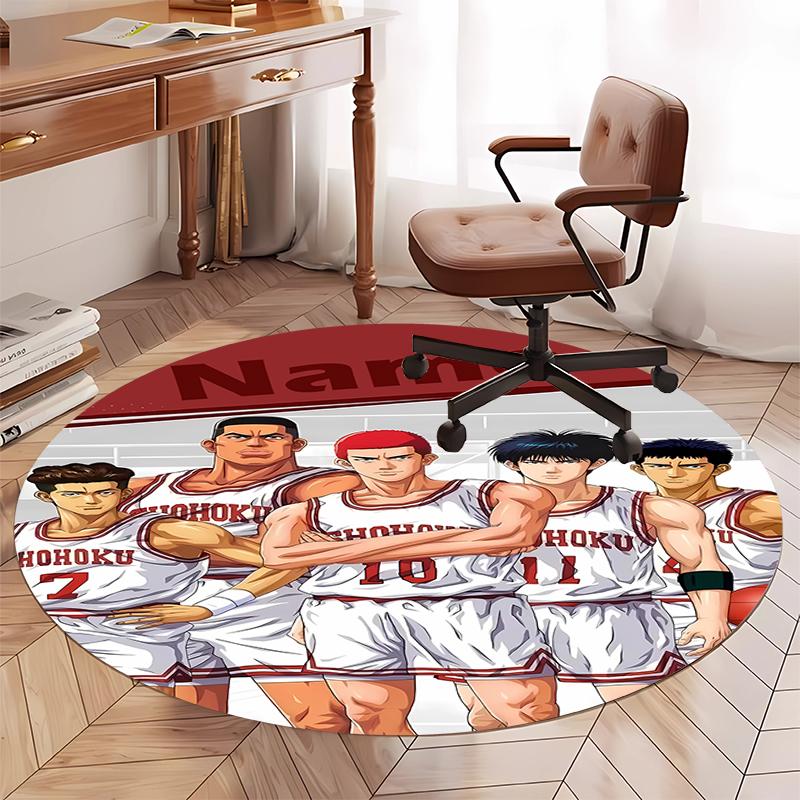 Custom Name Slam Dunk Printed Round Rug Carpet Chair Rug Area Rug Entryway Doormats,for Office Chair Living Room Bedroom Kitchen Room.
