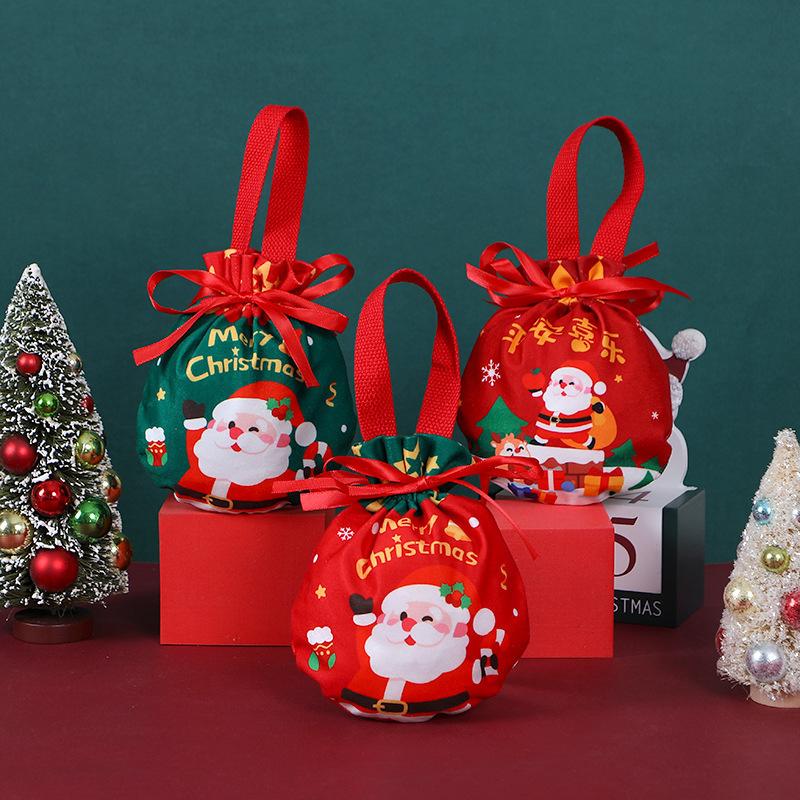 1 Stück Kinder-Themen-Weihnachtsgeschenkbox mit Canvas-Tragetasche Umweltfreundliche Verpackung Dekoration für Weihnachtsgeschenke
