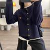Exquisite Little Horse Embroidered Wool Cardigan with Round Neck and Metal Buckle